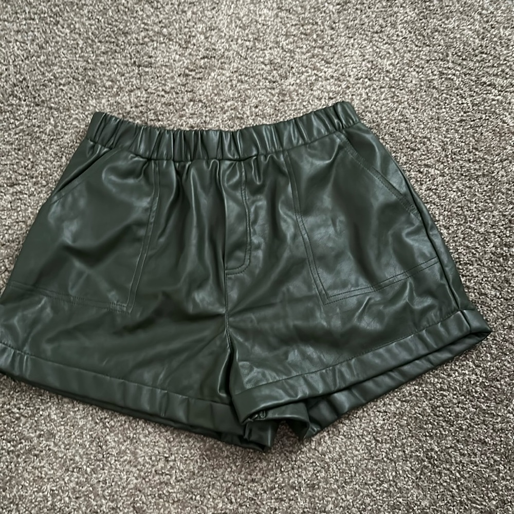 Army green leather shorts!